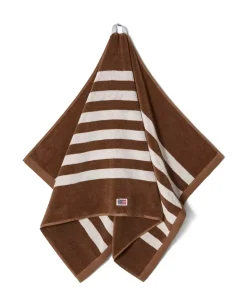 Lexington Stripet Frottéhåndkle Fudge/Snøhvit 50x70