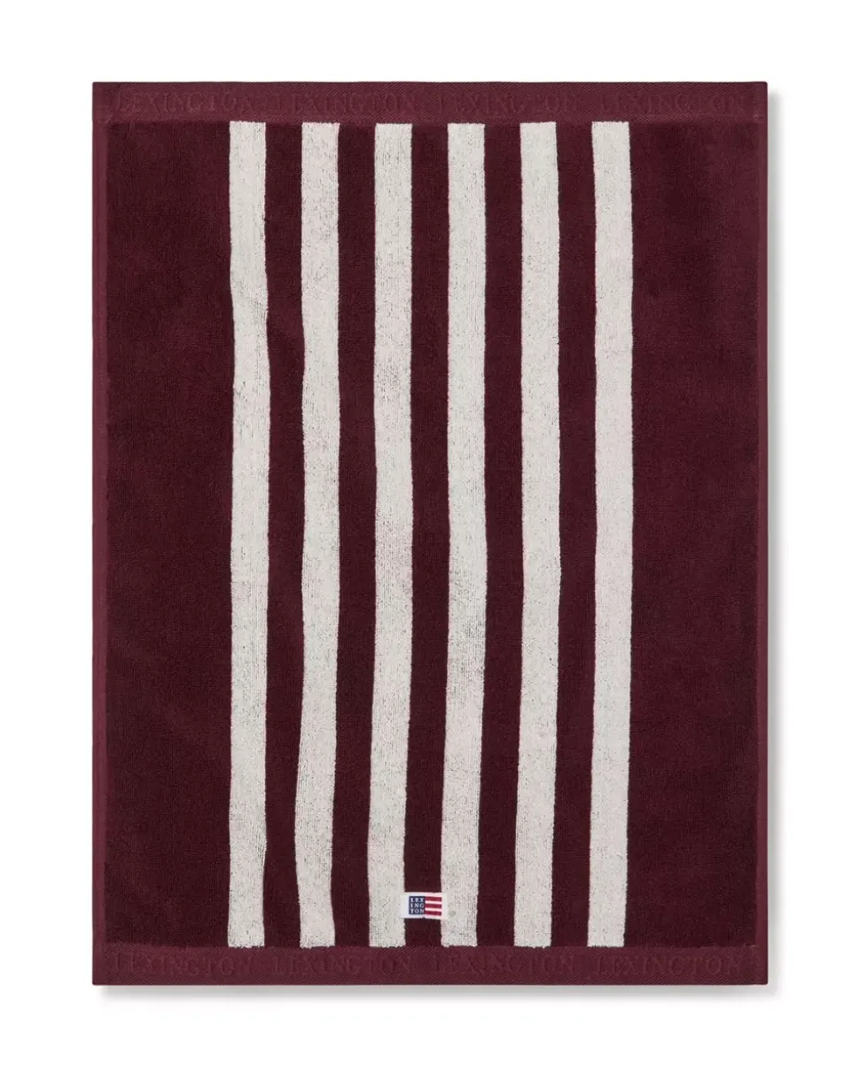 Lexington Stripet Frottéhåndkle Fiken/Snøhvit 50x70
