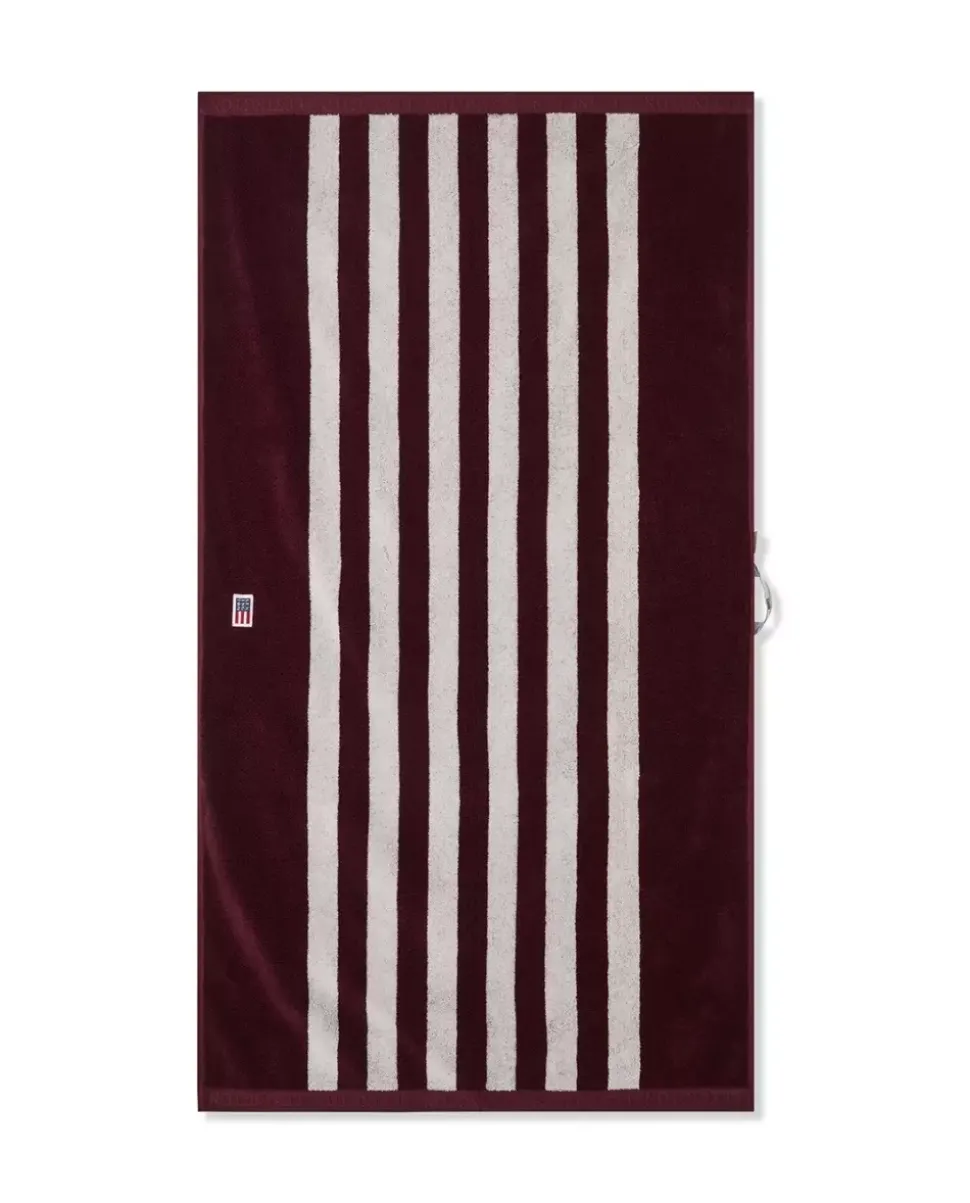 Lexington Stripet Frottéhåndkle Fiken/Snøhvit 50x70