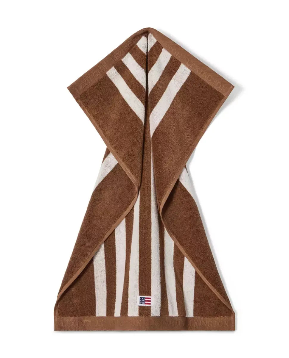 Lexington Stripet Frottéhåndkle Fudge/Snøhvit 30x50