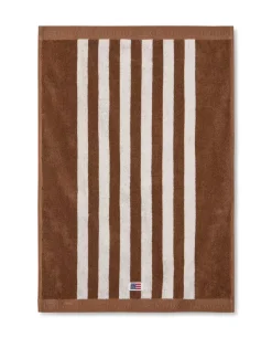 Lexington Stripet Frottéhåndkle Fudge/Snøhvit 30x50