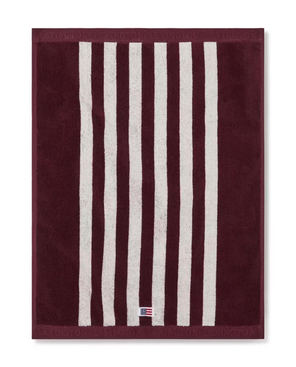 Lexington Stripet Frottéhåndkle Fiken/Snøhvit 30x50