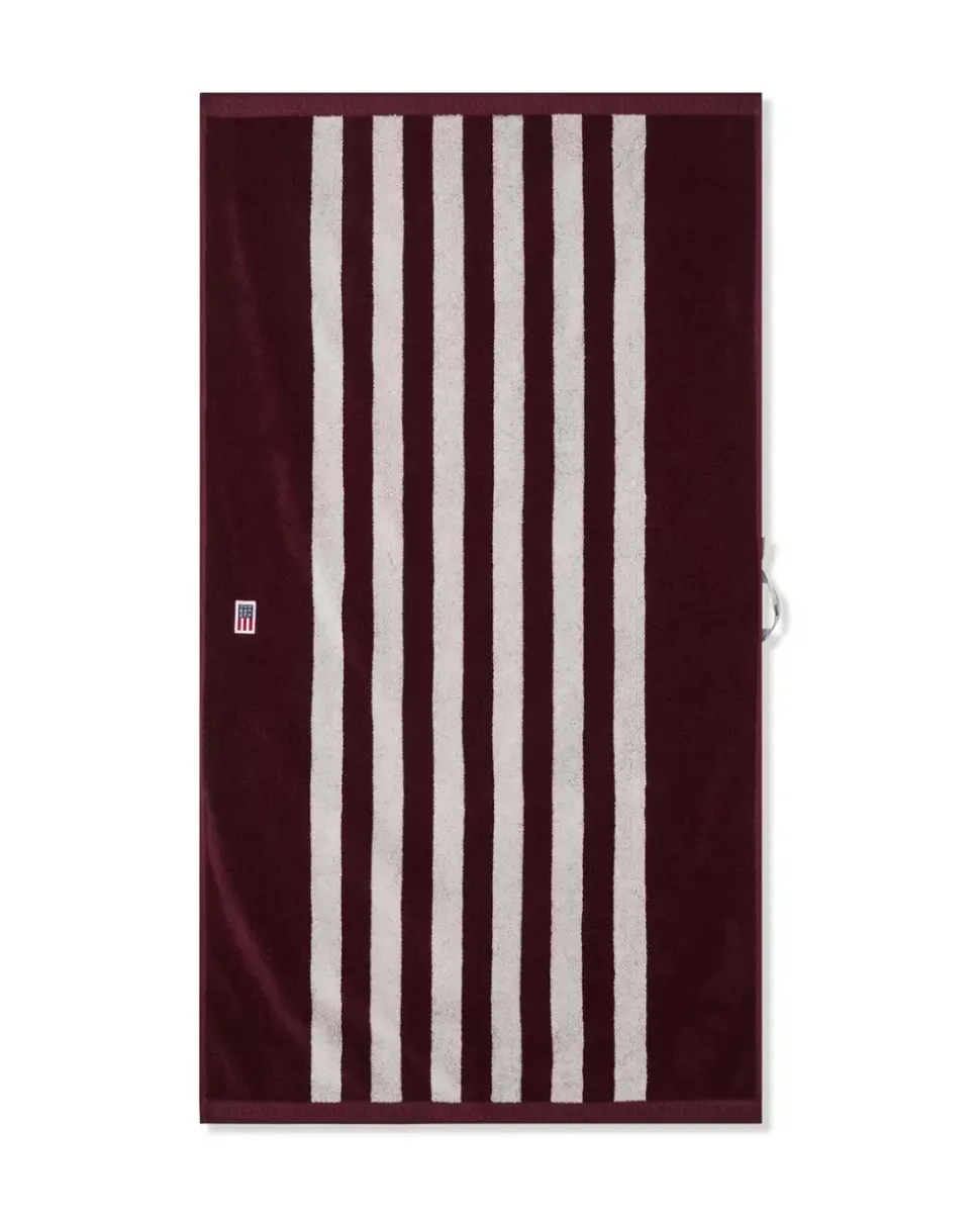 Lexington Stripet Frottéhåndkle Fiken/Snøhvit 30x50