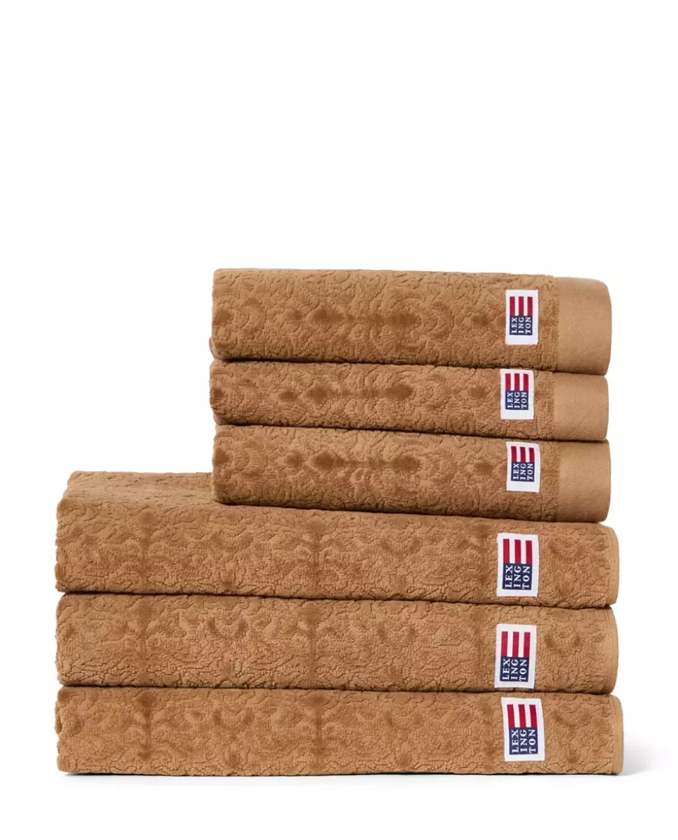 Lexington Velourhåndkle Med Jacquardmønster Fudge 30x50