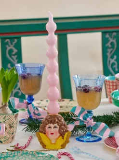 Lyestake Keramikk Engel Gul Med Glitter