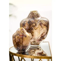 Magnor - Unik skulptur kunstglass brun multi stor 31 cm