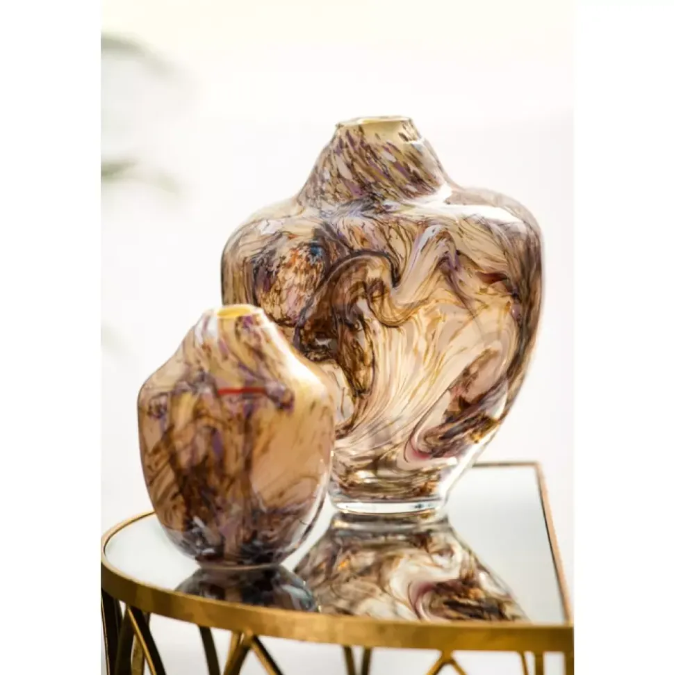 Magnor - Unik skulptur kunstglass brun multi stor 31 cm