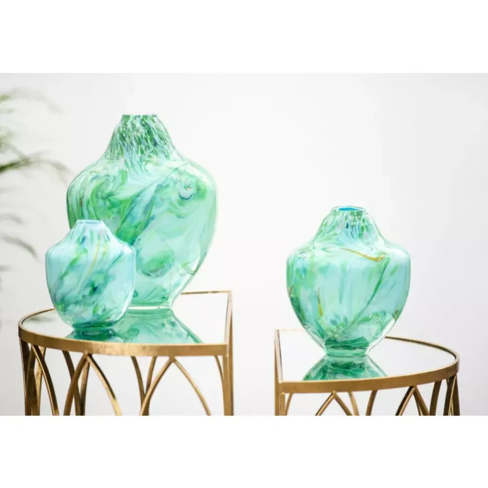 Magnor - Unik skulptur kunstglass grønn multi stor 31 cm