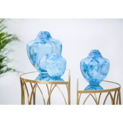 Magnor - Unik skulptur kunstglass blå multi liten 17 cm