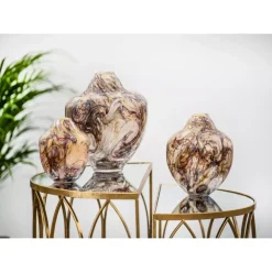 Magnor - Unik skulptur kunstglass brun multi liten 17 cm