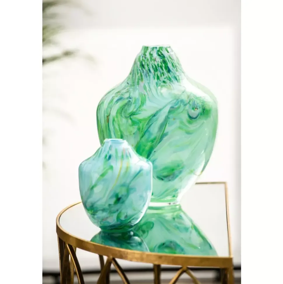 Magnor - Unik skulptur kunstglass grønn multi liten 17 cm