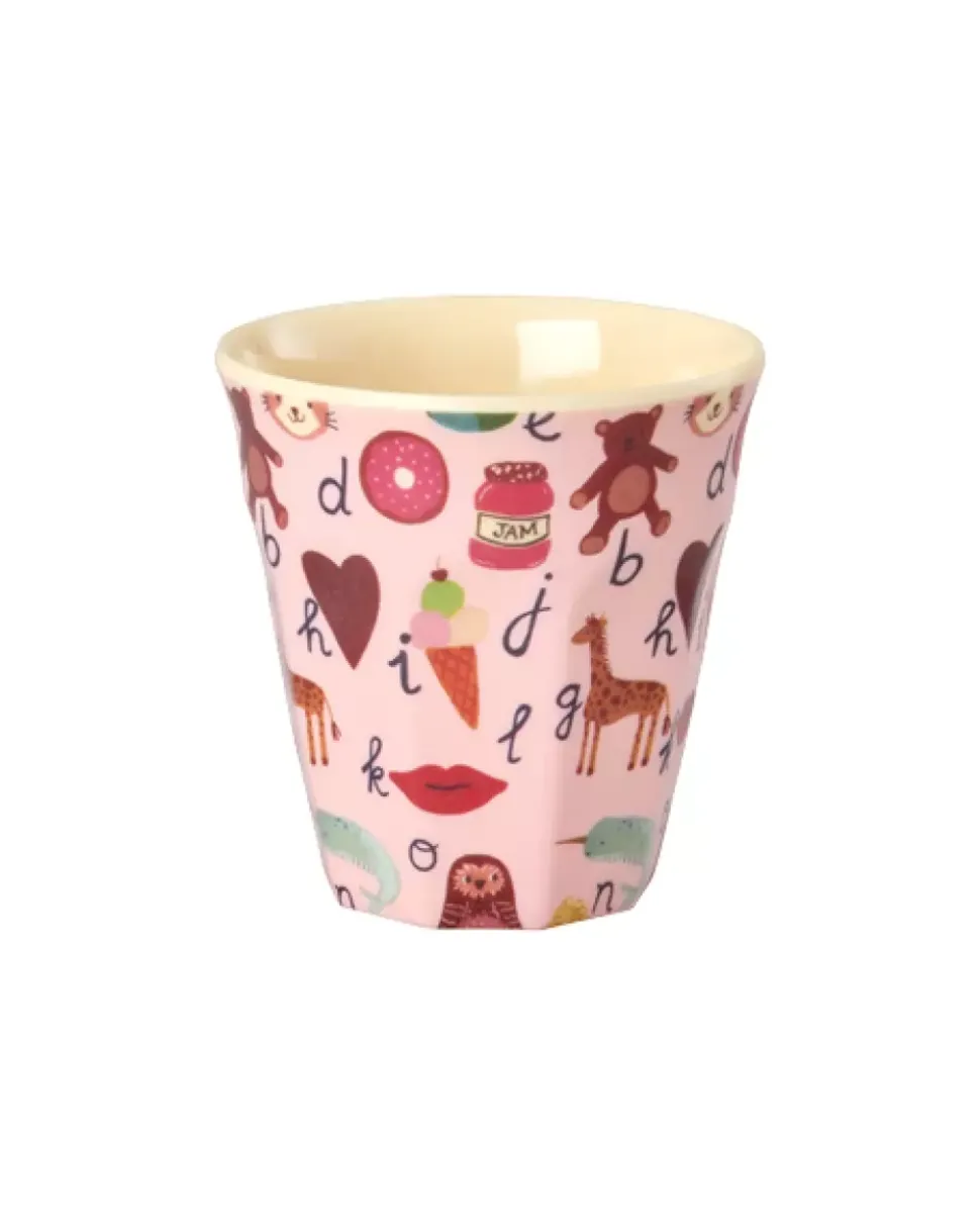 Melamin Barnekopp Med Rosa Abc Print - Liten - 160 Ml