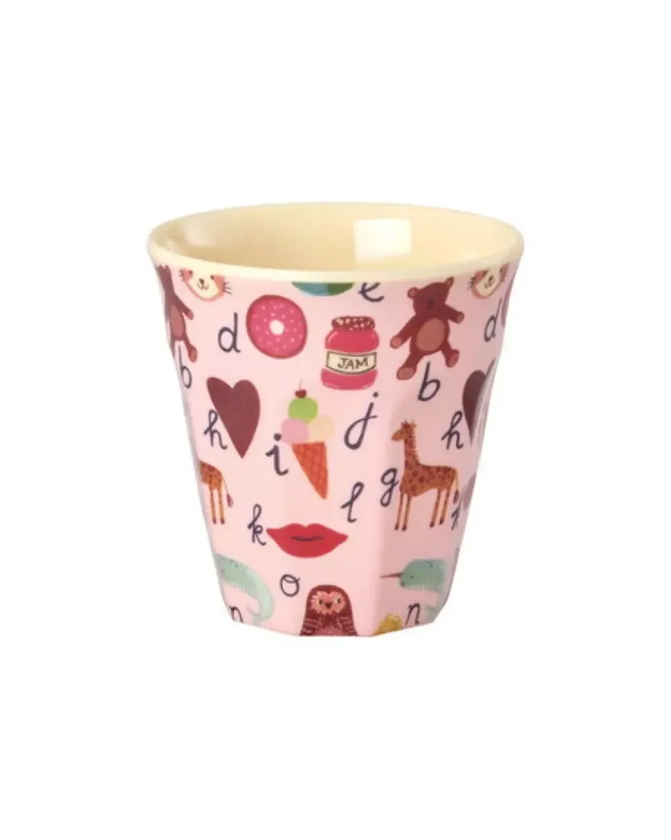 Melamin Barnekopp Med Rosa Abc Print - Liten - 160 Ml