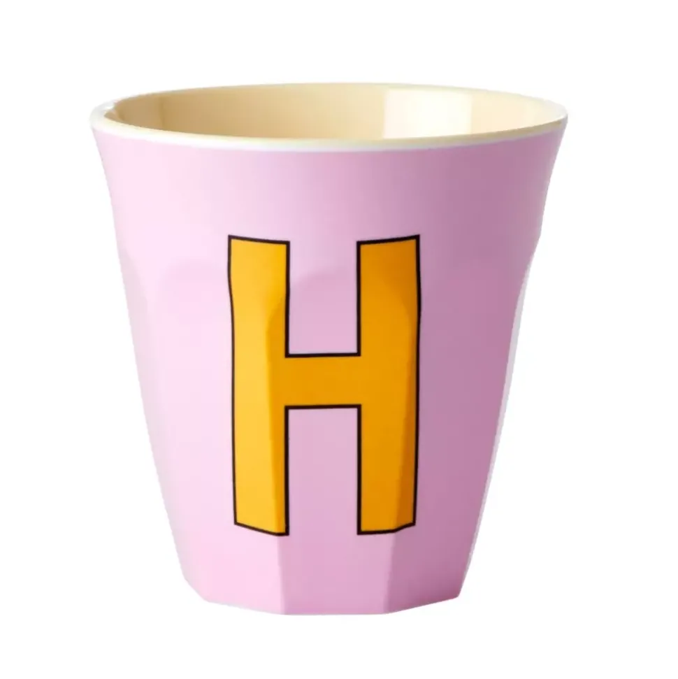 Melamin Bokstavkopp H H9 Rosa