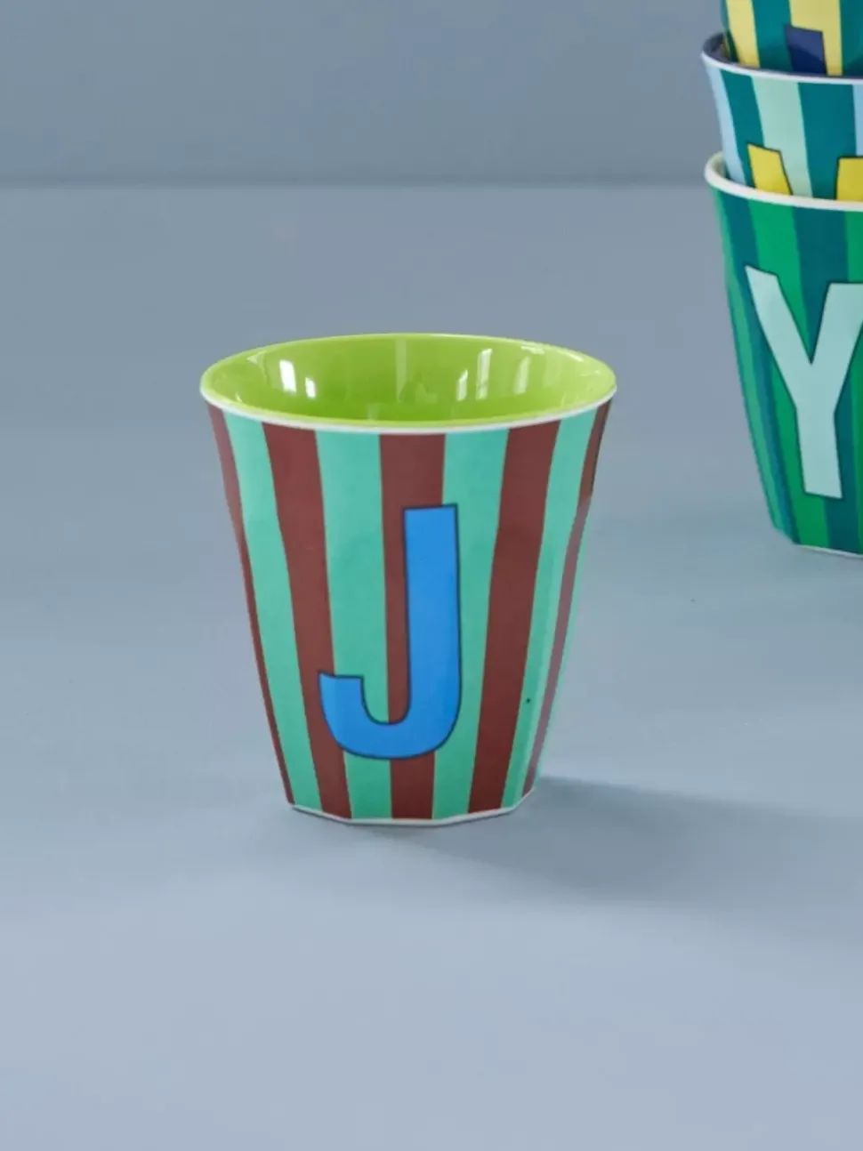Melamin Bokstavkopp J H9 Striper