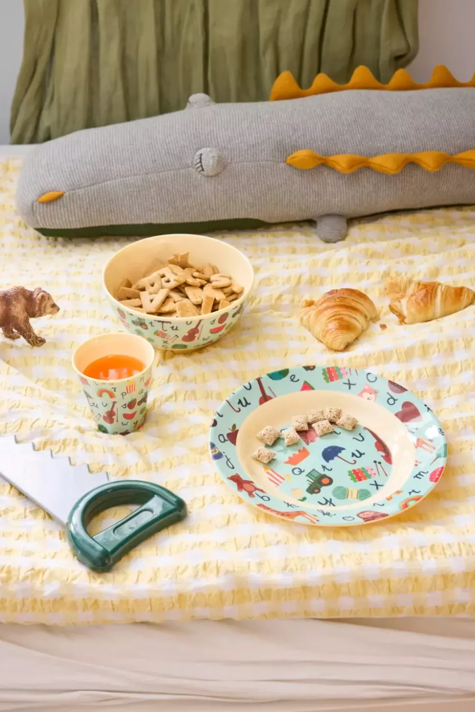 Melaminbolle Med Blått Abc Print - Medium - 700 Ml
