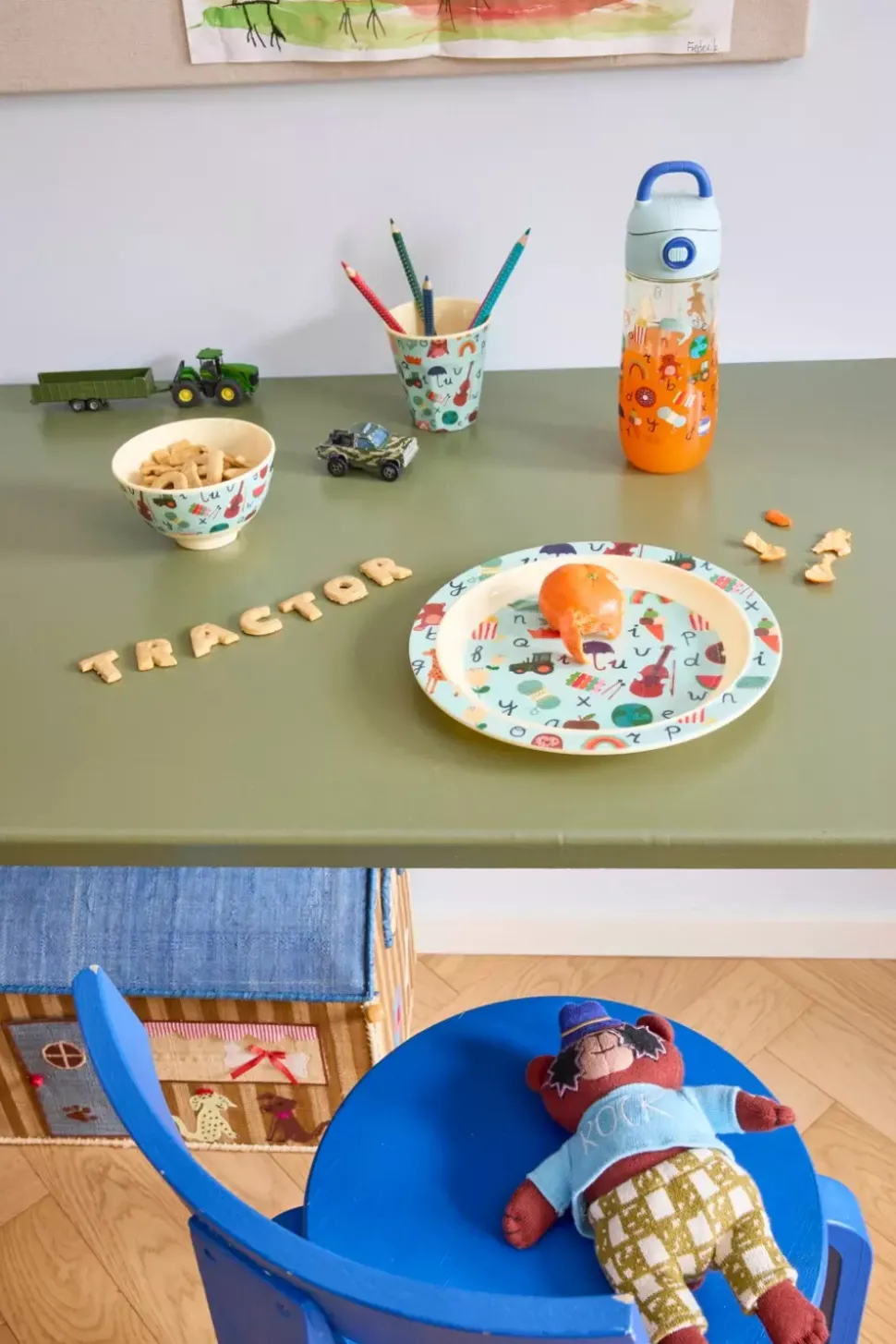 Melaminbolle Med Blått Abc Print - Liten - 300 Ml