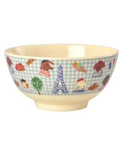 Melaminbolle Med Blått Kids In Paris Print - Medium - Blå - 700 Ml