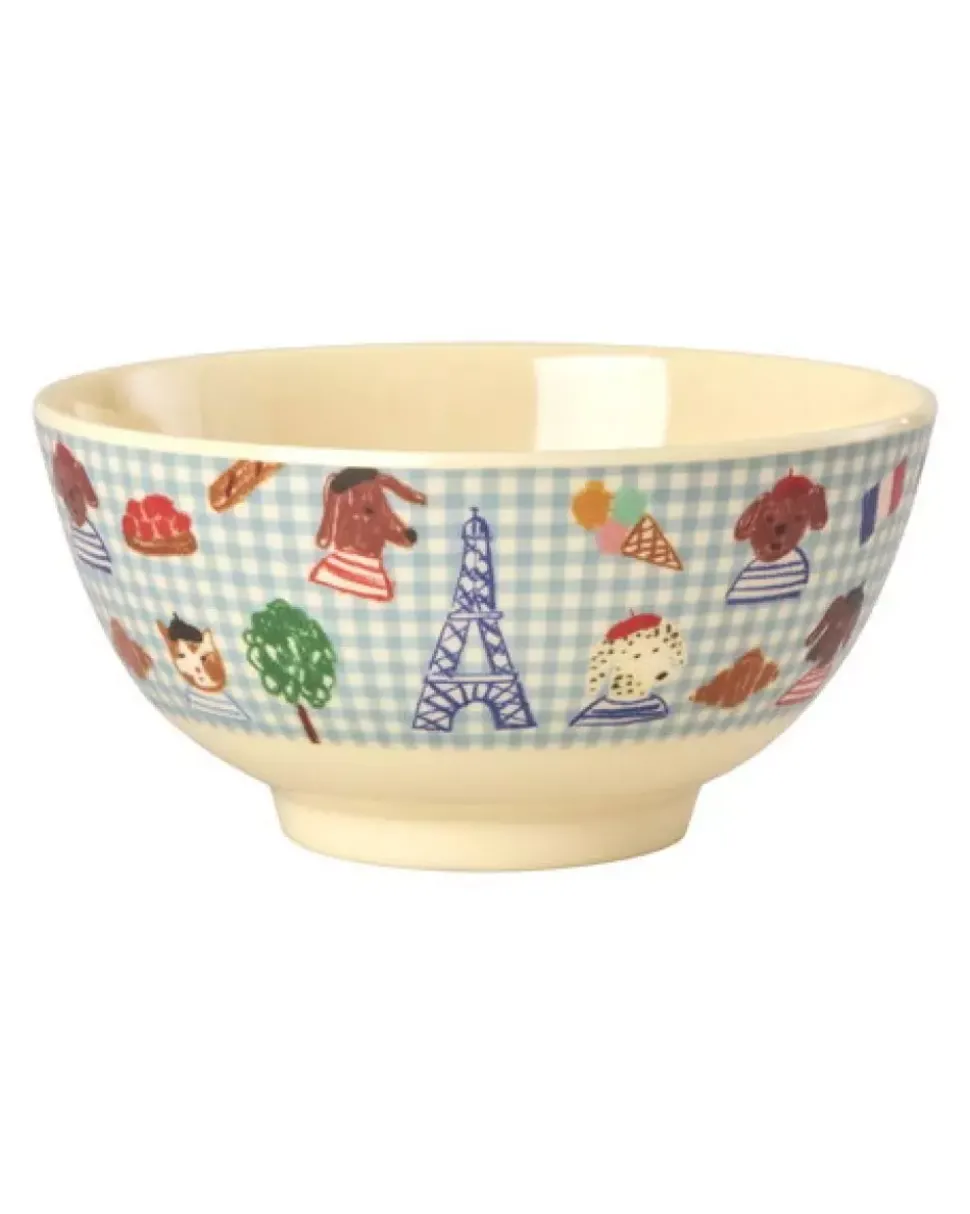 Melaminbolle Med Blått Kids In Paris Print - Medium - Blå - 700 Ml