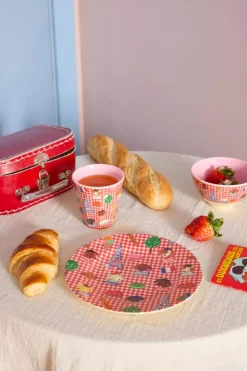 Melaminbolle Med Rødt Kids In Paris Print - Liten - Rosa - 300 Ml