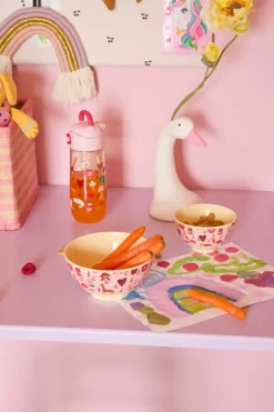 Melaminbolle Med Rosa Abc Print - Medium - 700 Ml