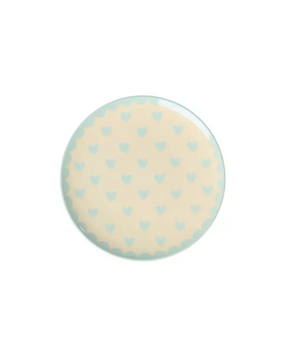 Melamin Kakeasjett Favorite Hearts Dark Mint