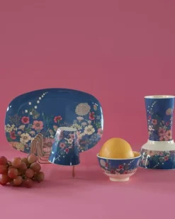 Melaminkopp Blå Blomster H9