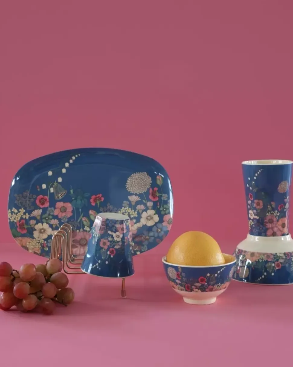 Melaminkopp Blå Blomster H9