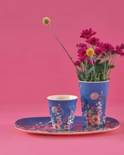 Melaminkopp Blå Blomster H9