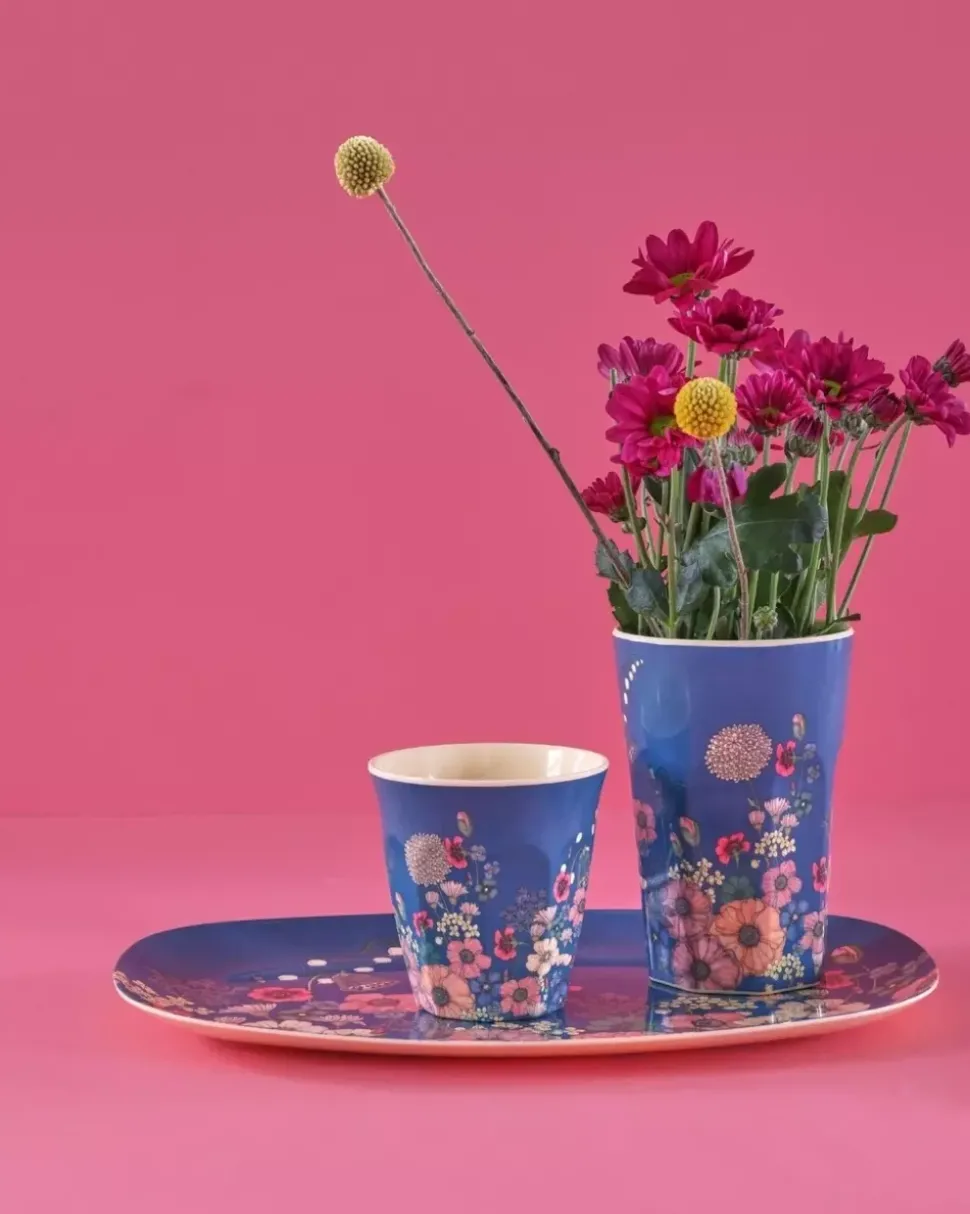 Melaminkopp Blå Blomster H9