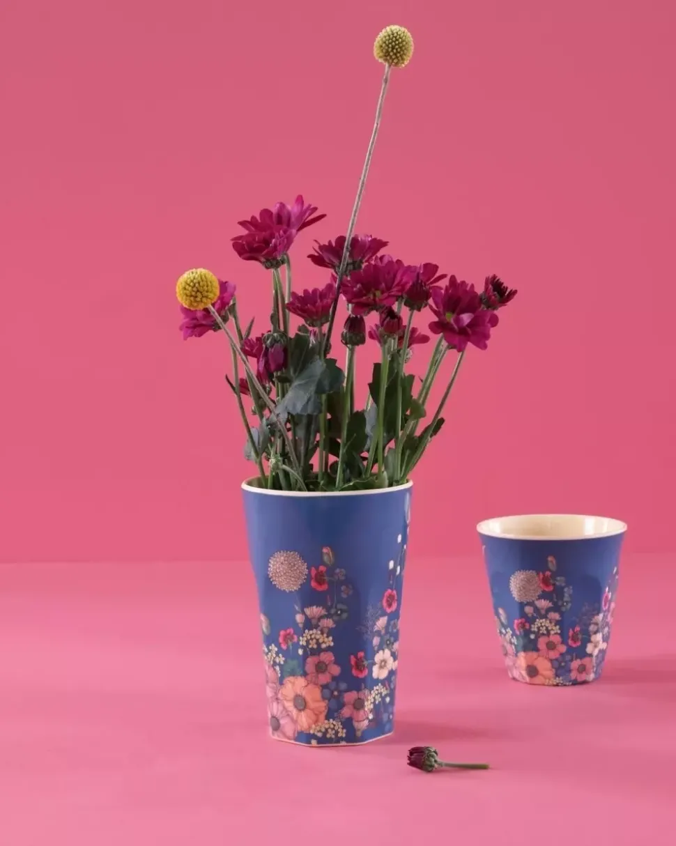 Melaminkopp Blå Blomster H9