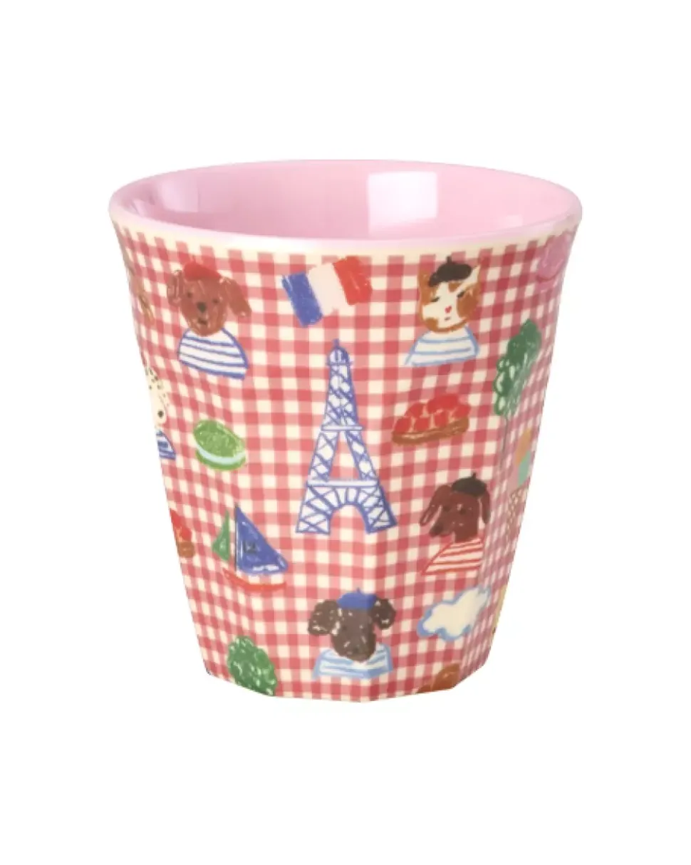 Melaminkopp Med Rødt Kids In Paris Print - Medium - Rosa - 250 Ml