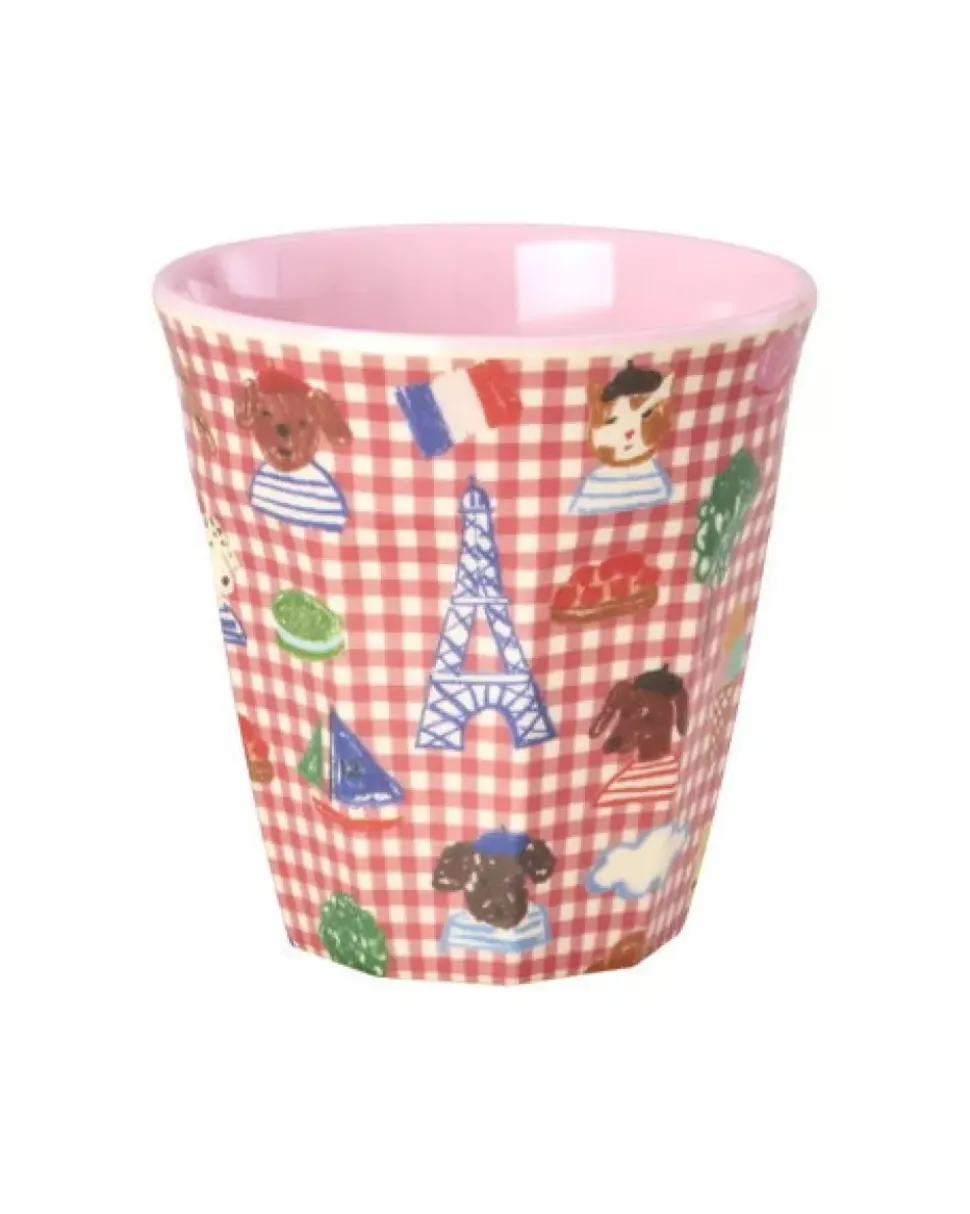 Melaminkopp Med Rødt Kids In Paris Print - Medium - Rosa - 250 Ml