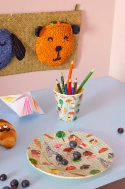 Melamin Sidetallerken Med Blått Kids In Paris Print