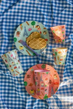 Melamin Sidetallerken Med Blått Kids In Paris Print