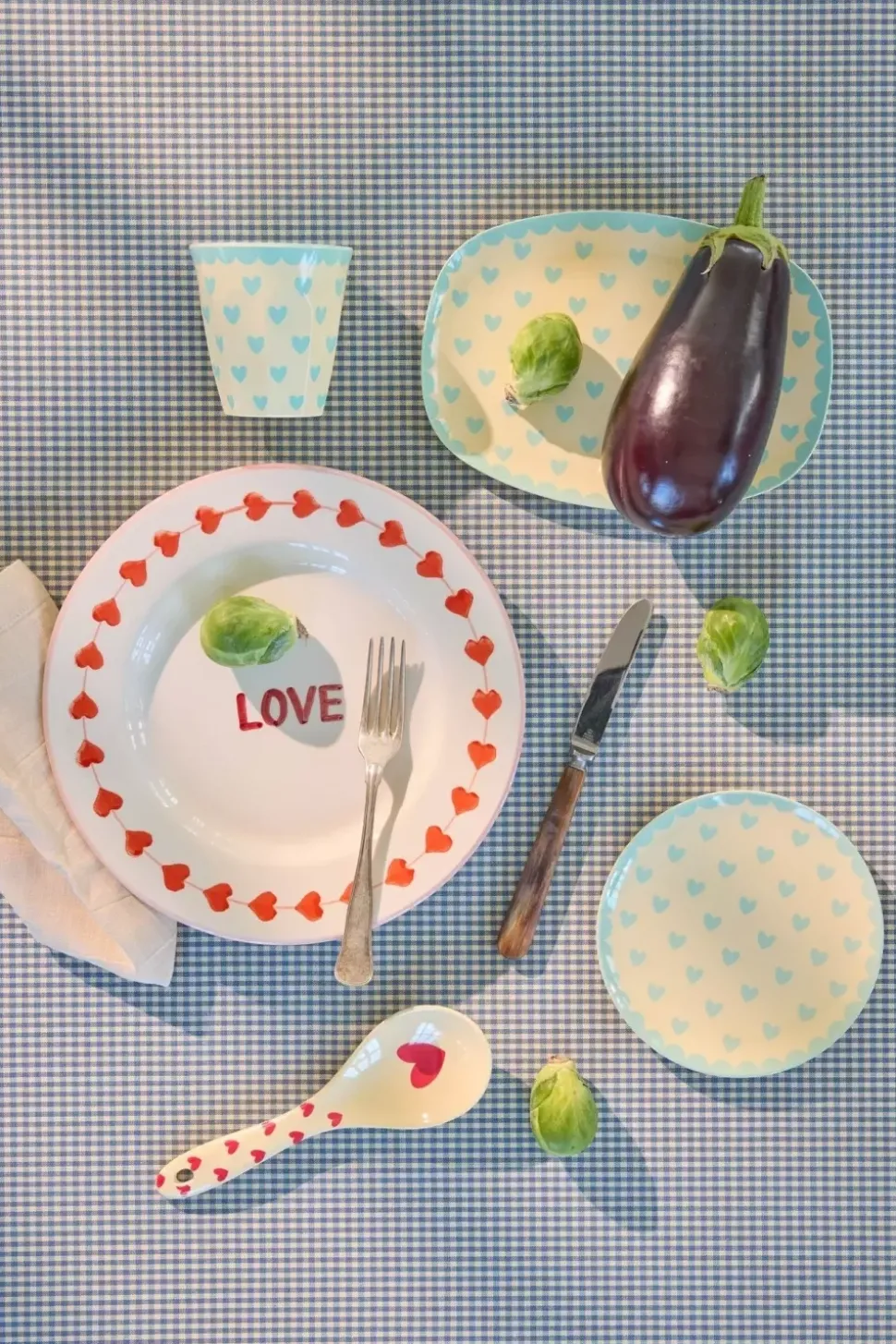 Melamintallerken Favorite Hearts Dark Mint
