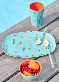 Melamintallerken Med Retro Svømmer Trykk