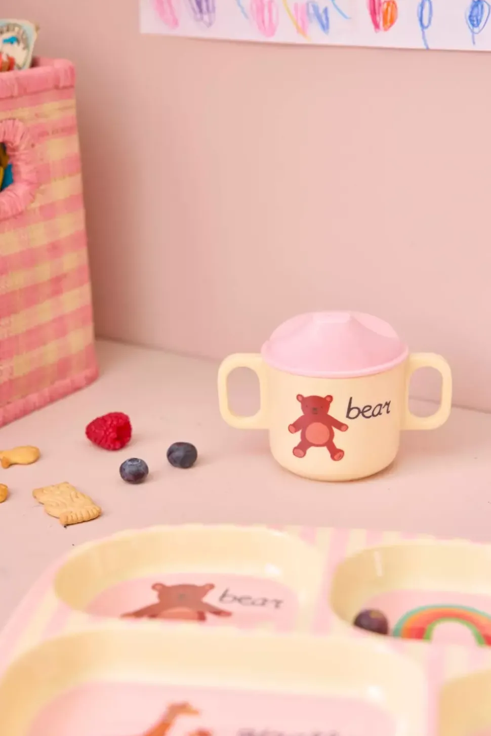 Melamin Tutekopp Med Rosa Abc Print - 250 Ml