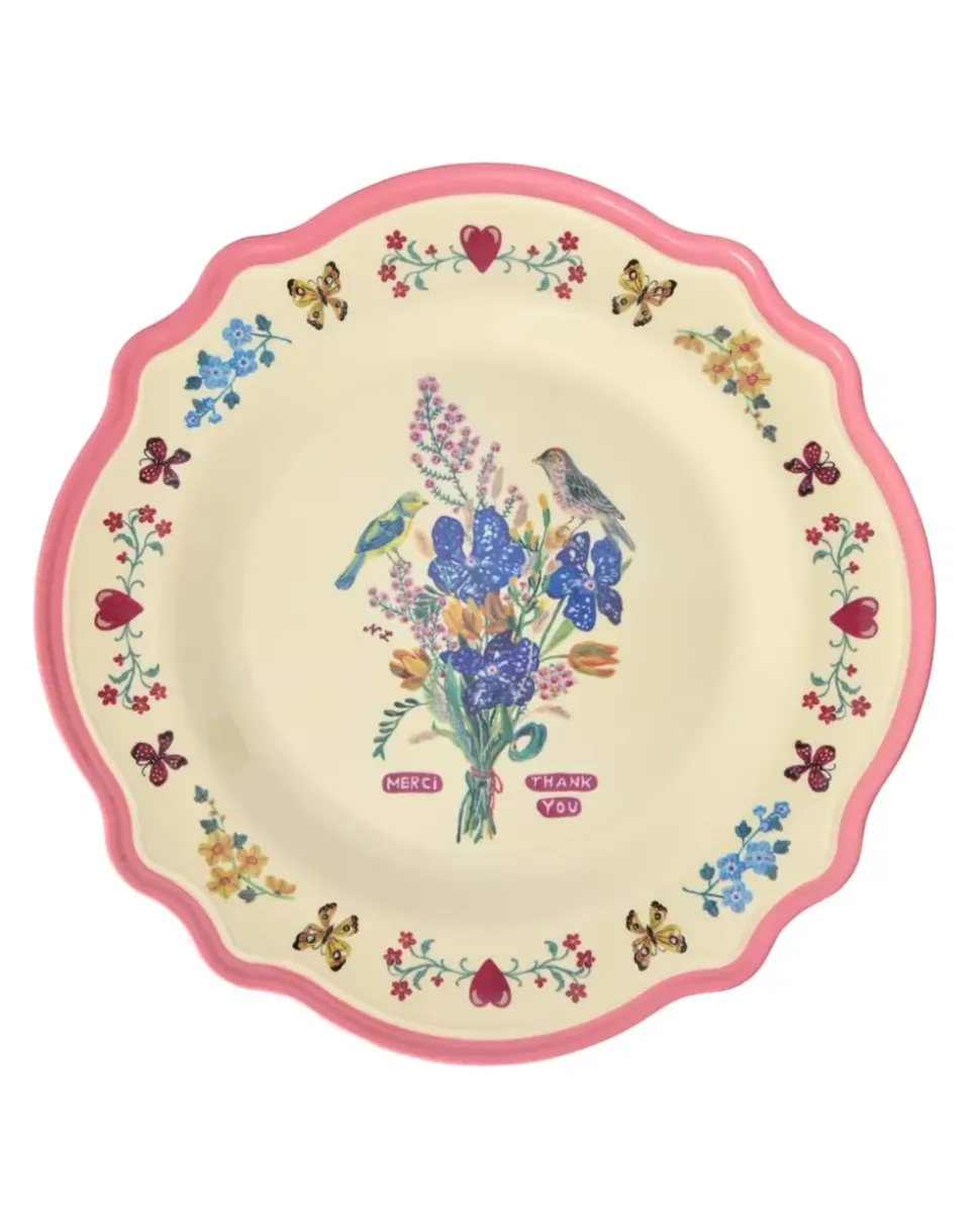 Melamin Vintage Middagstallerken Nathalie Lété Neon Rosa