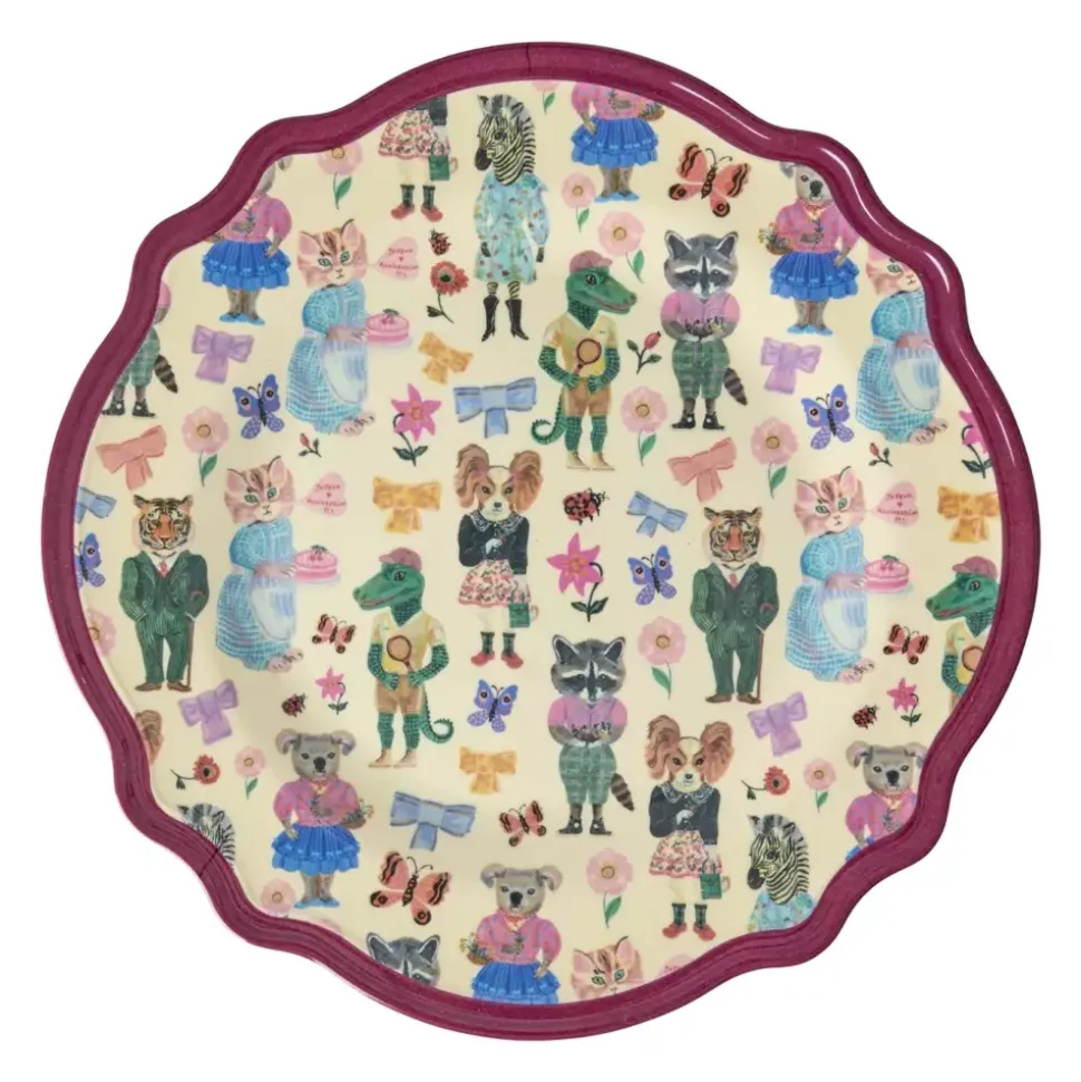 Melamin Vintage Middagstallerken Med Nathalie L'ete Trykk - Bordeaux
