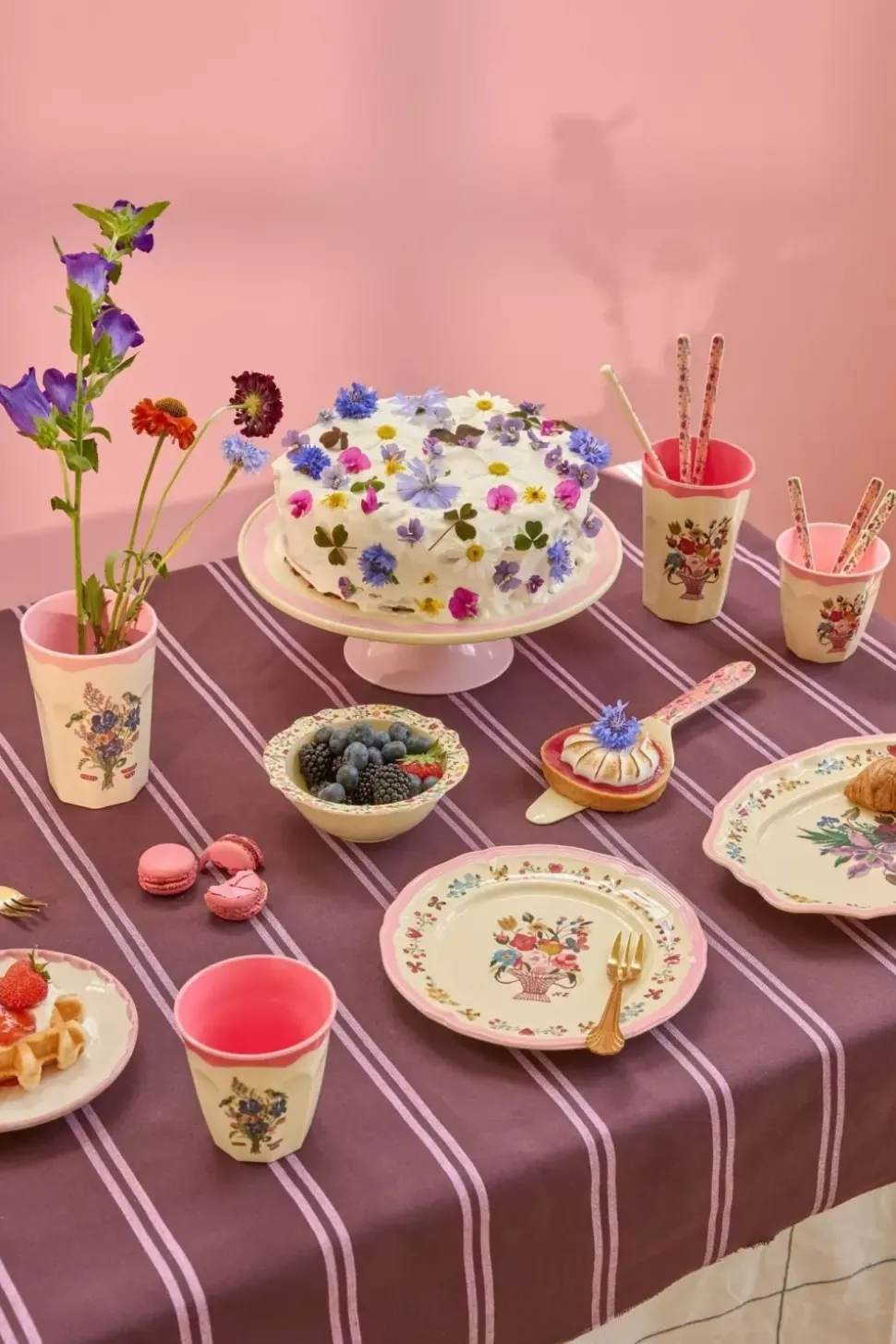 Melamin Vintage Serveringsfat Nathalie Lété Neon Rosa