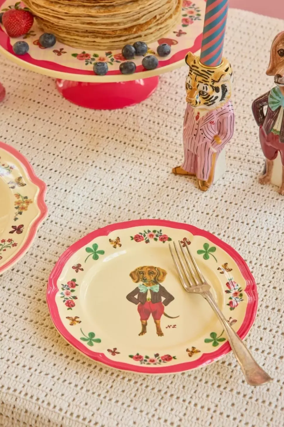 Melamin Vintage Sidetallerken Nathalie Lété Rødt