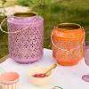 Metalllykt Med Blomstermønsterdesign – Lavendel