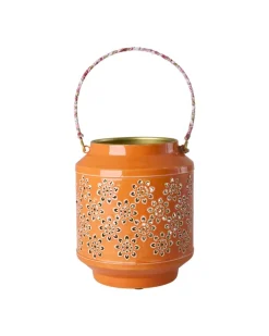 Metalllykt Med Blomstermønsterdesign – Oransje