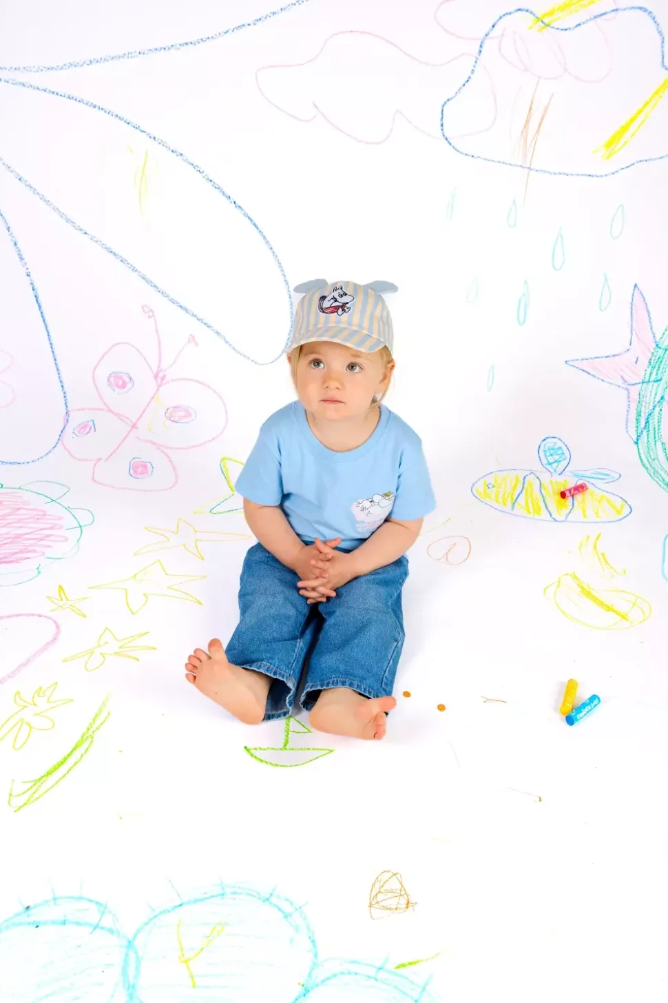 Moomin Baby Caps Med Ører Blå
