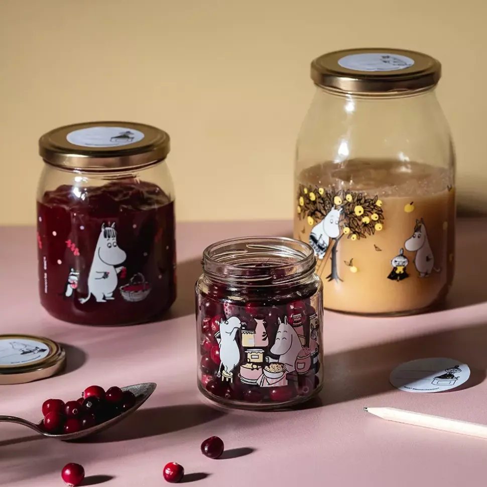 Moomin Glasskrukke + 4 Klistremerker 0,5 Liter