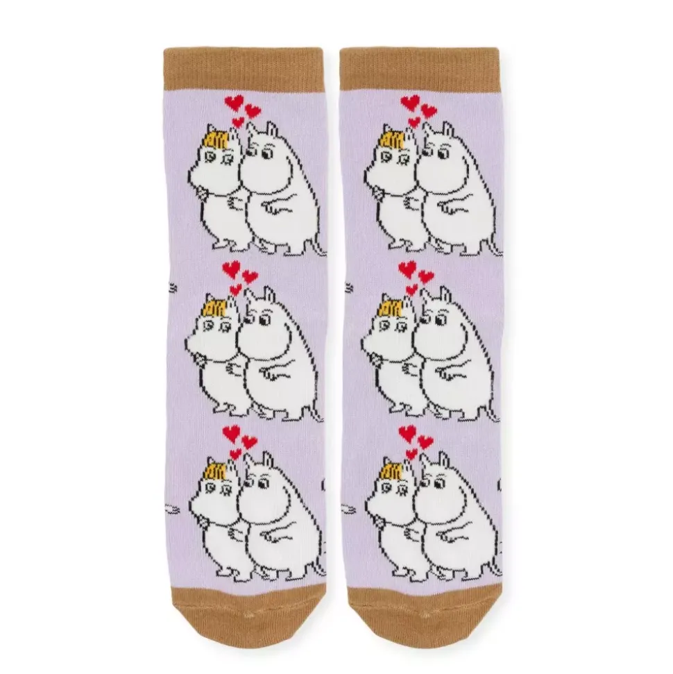 Moomin Sokker 36-42 Damer Klassisk Kjærlighet Moomintroll Og Snorkfrøken Lilla