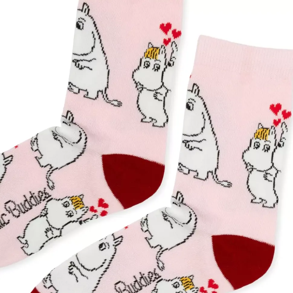 Moomin Sokker 36-42 Damer Klassisk Kjærlighet Moomintroll Og Snorkfrøken Rosa