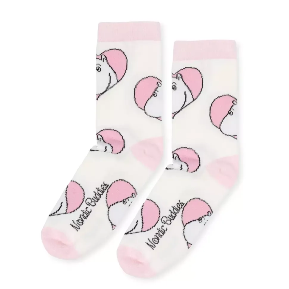 Moomin Sokker 36-42 Damer Klassisk Kjærlighet Hvit Og Rosa