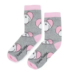Moomin Sokker 36-42 Damer Klassisk Kjærlighet Grå Og Rosa
